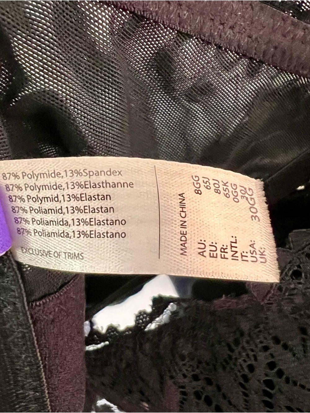 PARFAIT Mia Lace Full Busted Lightly Padded Wire Free Bra Black 30I NWOT - Picture 7 of 9